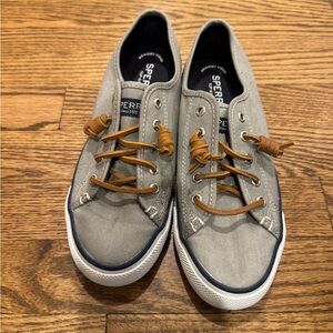 Sperry Canvas Sneakers – Gray with Leather Laces | Memory Foam